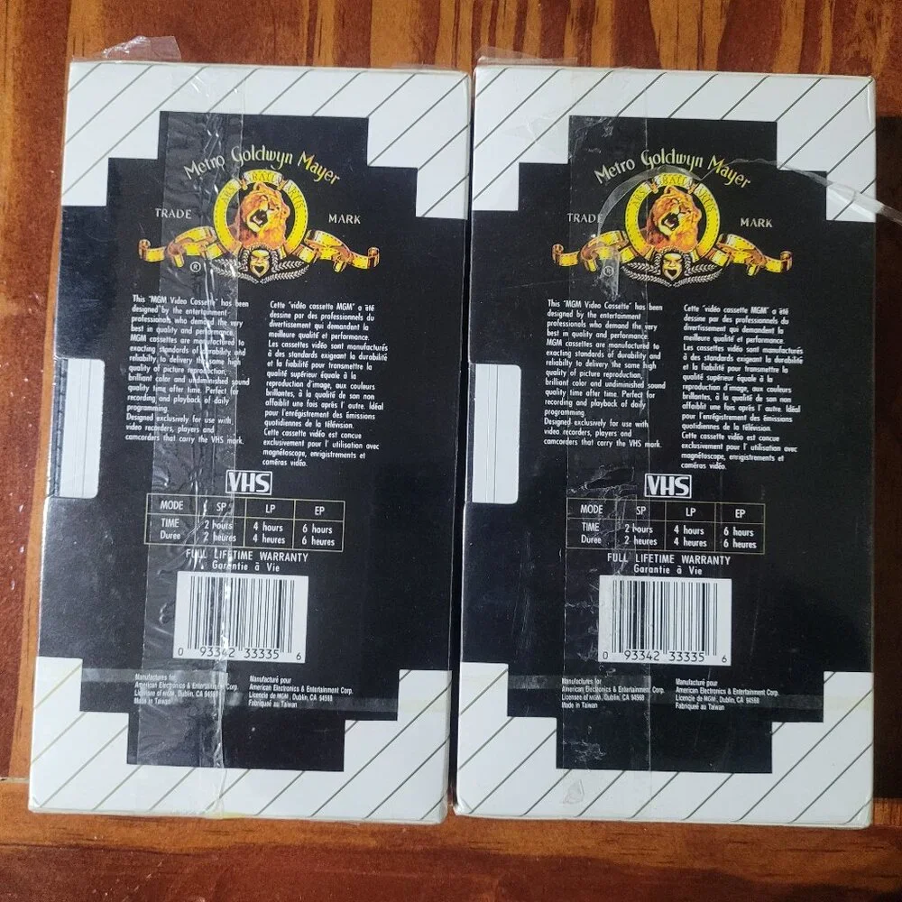 VHS Tapes Sealed Lot of 2 MGM Brand T-120 Cassette